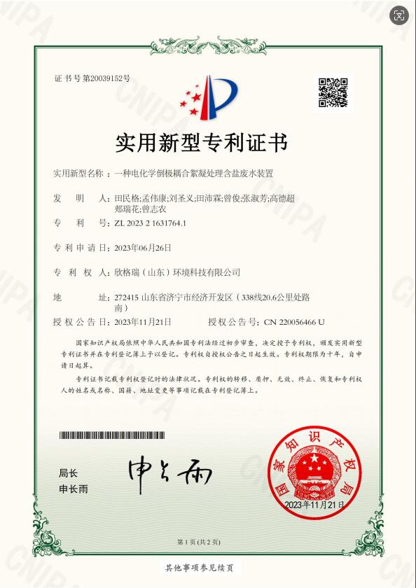 一种电化学倒极耦合絮凝处理含盐废水装置