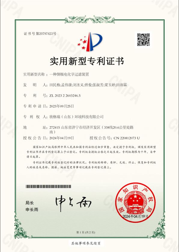 一种倒极电化学过滤装置